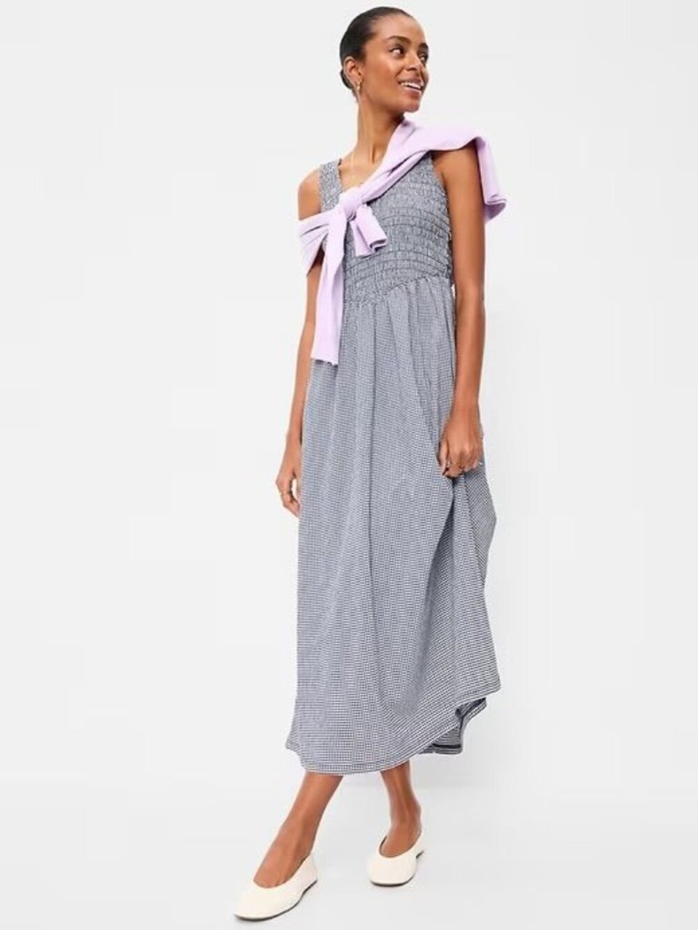OLD NAVY Fit & Flare Lightweight Smocked-Bodice Midi Dress Size Small NEW NWOT